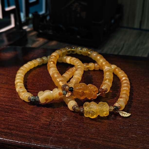 【书记甄选】原创蜜蜡老型珠单圈手链 多样性发一件 约7mm  A078