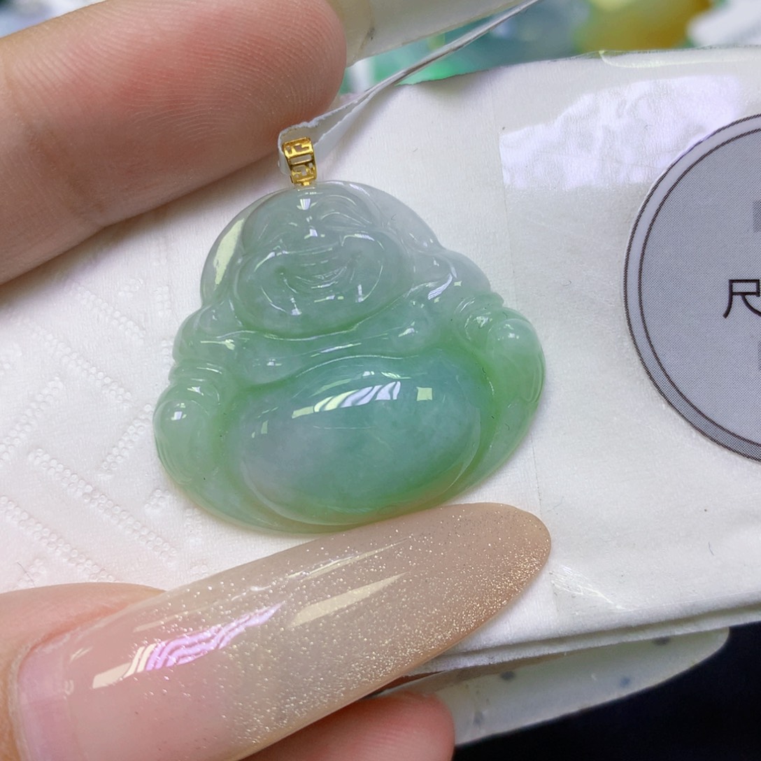 翡翠18K金镶嵌颈饰天然缅甸翡翠a货百元以上9元证书费自理