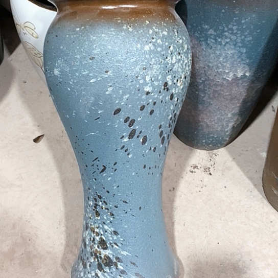 紫砂花盆口17高度41蓝色泼墨