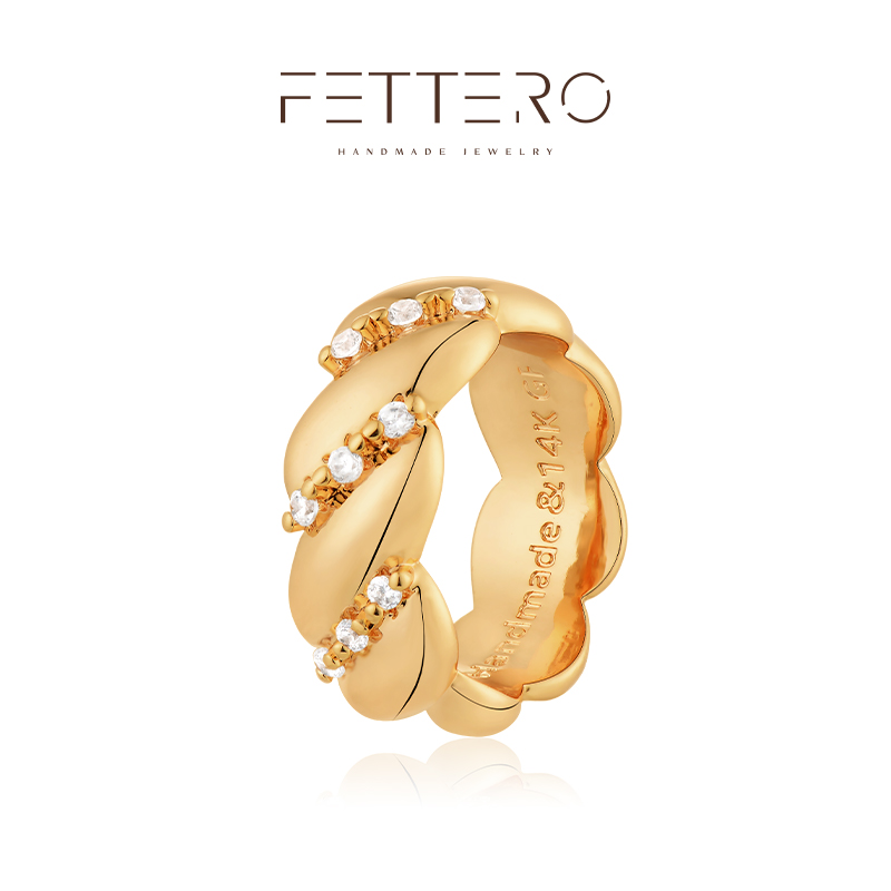 fettero 铜合金戒指 【柳叶戒指】时尚复古欧美小众百搭个性ins