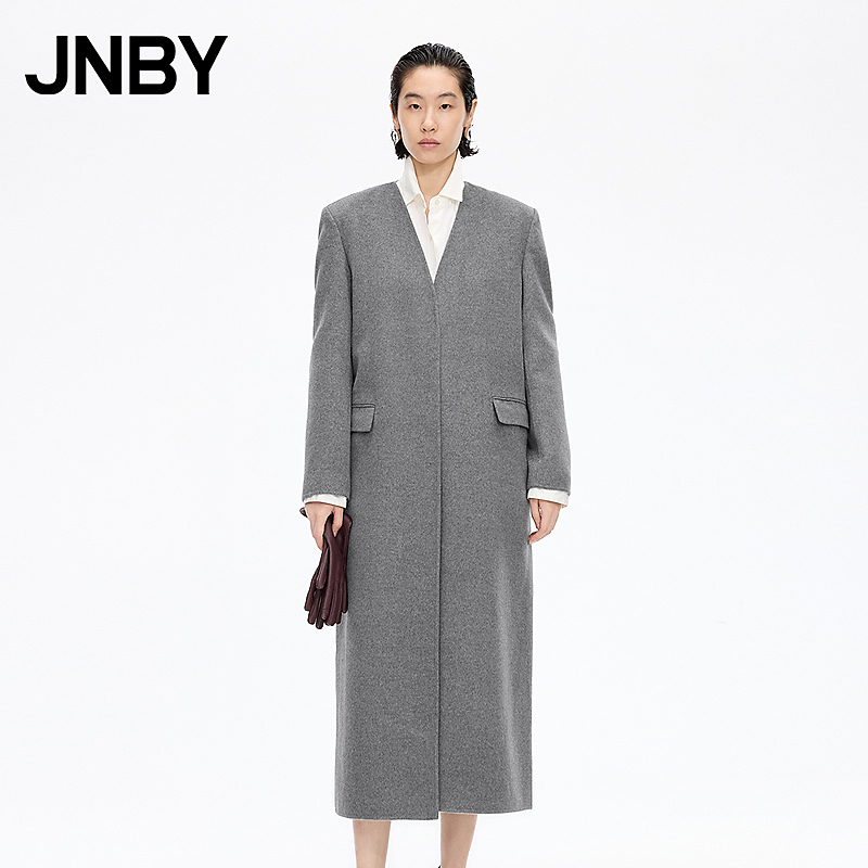 【商场同款】JNBY/江南布衣25冬新品呢大衣无领长袖直筒5P0814410