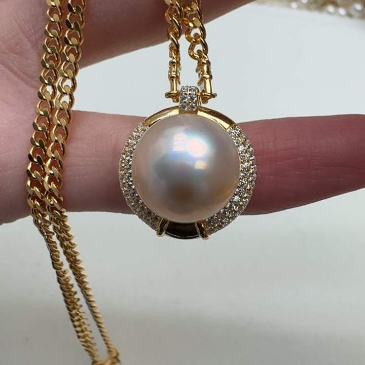 拼合珍珠（马贝珠）颈饰银S925镶嵌