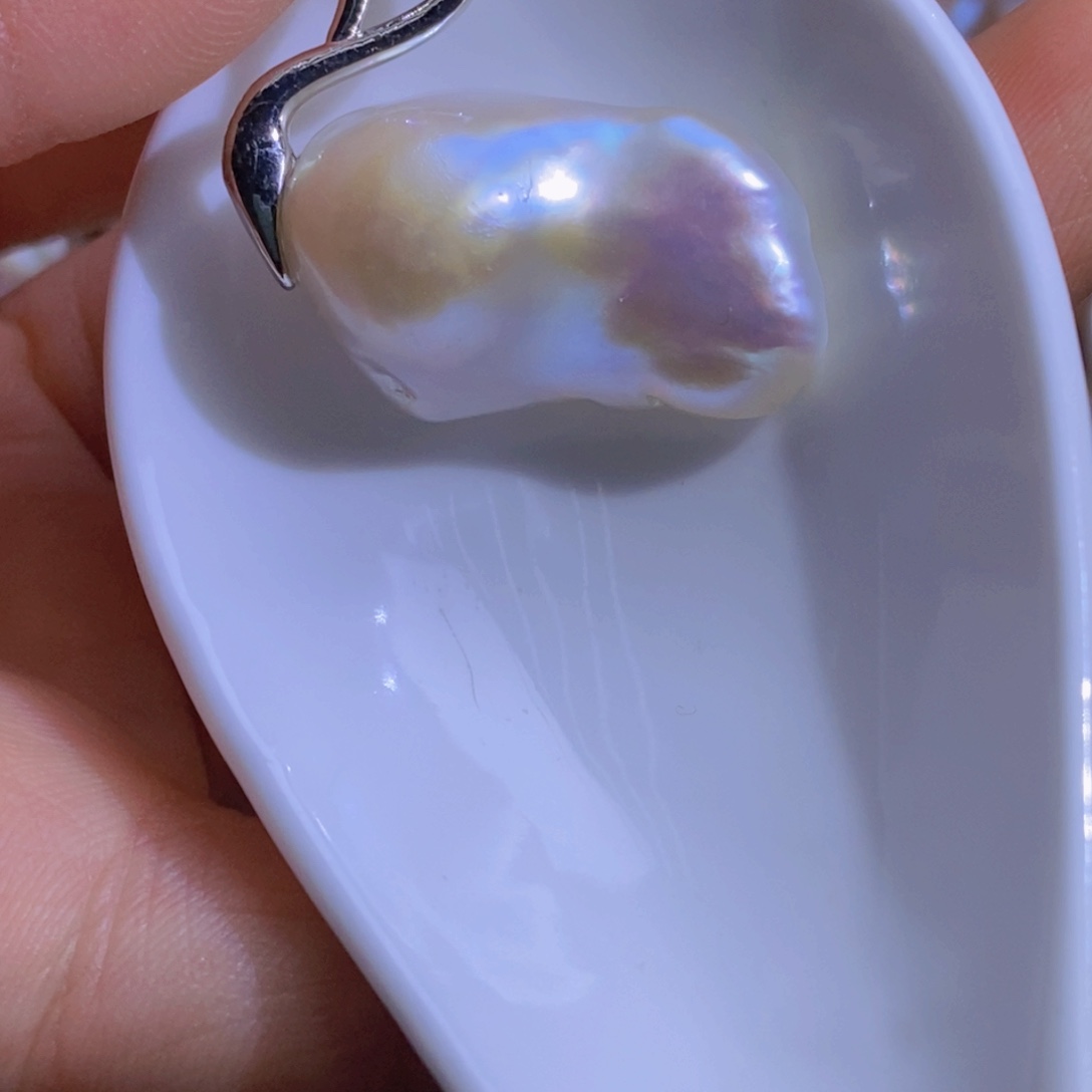 银S925镶嵌淡水珍珠微瑕