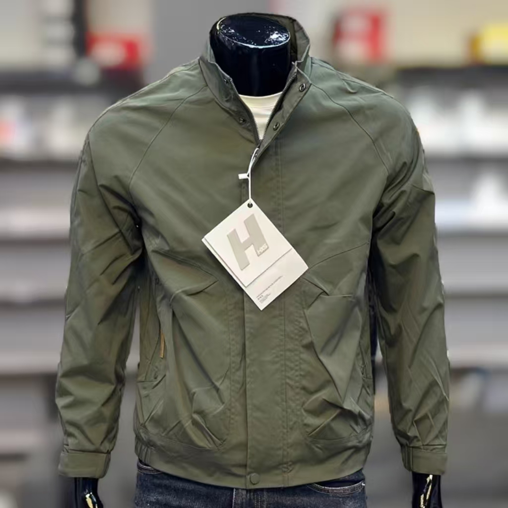 秋季新款2024年男士立领夹克纯色冲锋衣修身时尚青年修身潮牌外套