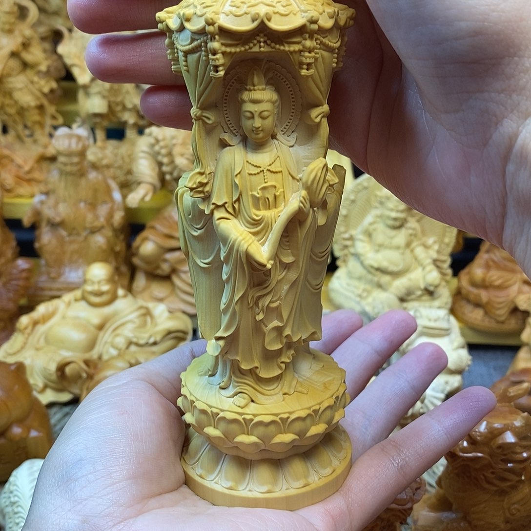 枕***山黄杨木木雕西方三圣工艺品