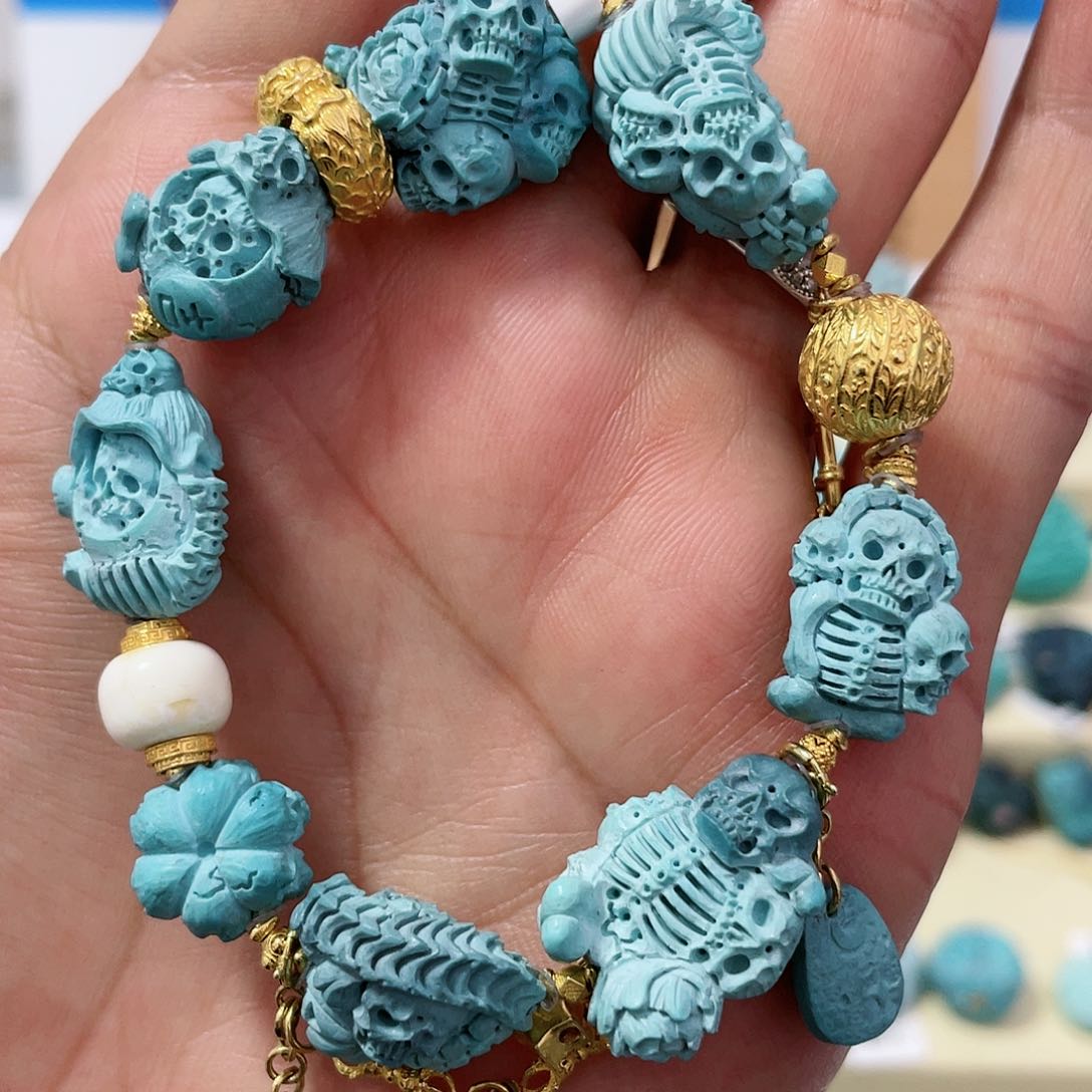 绿松石珠宝奇石18K金镶嵌