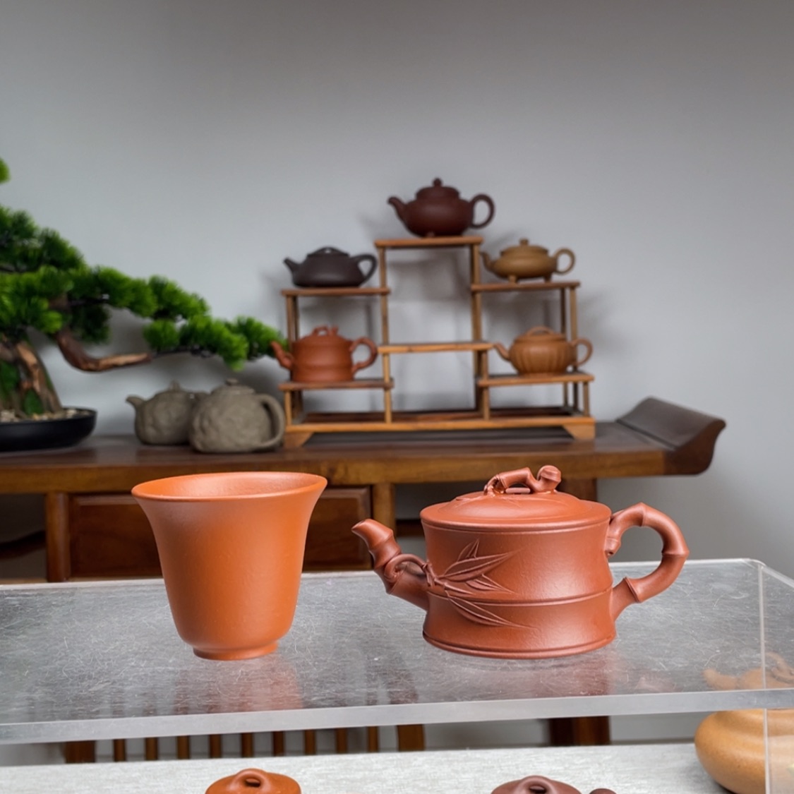 【闪购商品】紫砂茶壶今**缘生料朱泥可心竹段容量110cc