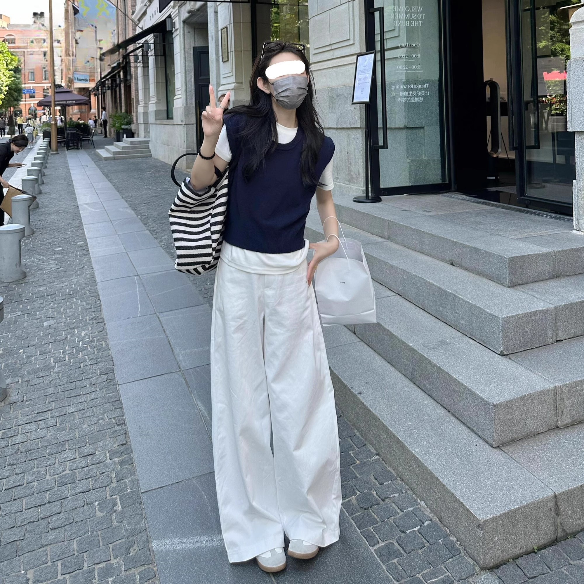 牛仔裤子女款夏季女士新款白色通勤网红裤子薄款慵懒风直筒阔腿裤