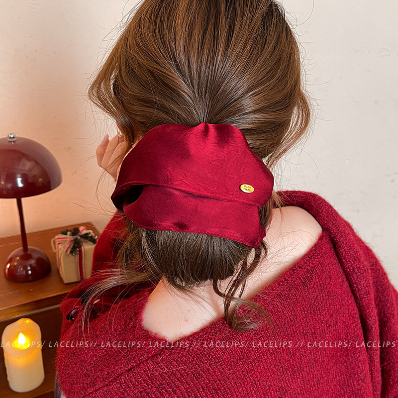 新年红色缎面大肠发圈女2025新款扎头发绳巨好看时尚头绳气质发饰