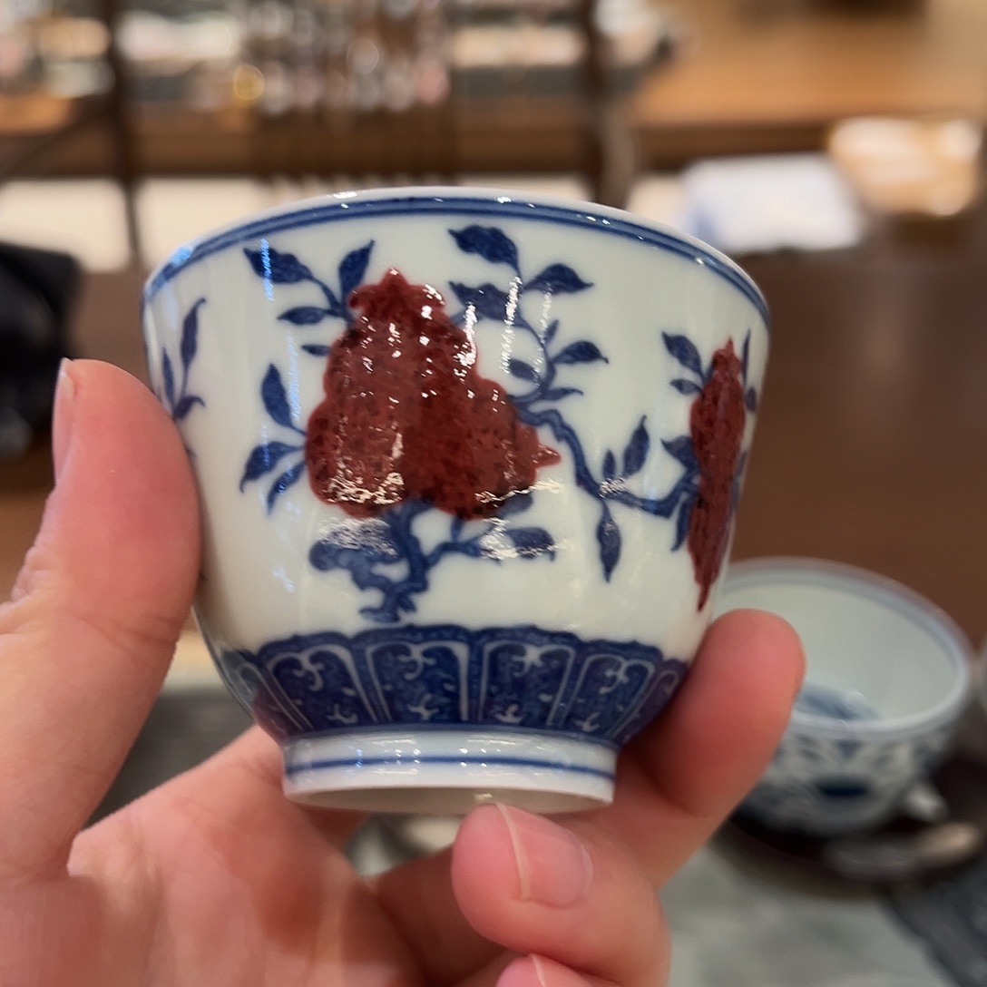 微瑕原矿釉里红杯杯杯杯