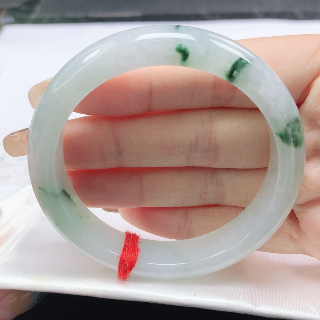 翡翠未镶嵌手镯翡翠57.1飘深花正圈