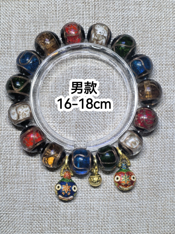 北京雍宫文创流通处正品古法金沙琉璃五彩吞金兽手串