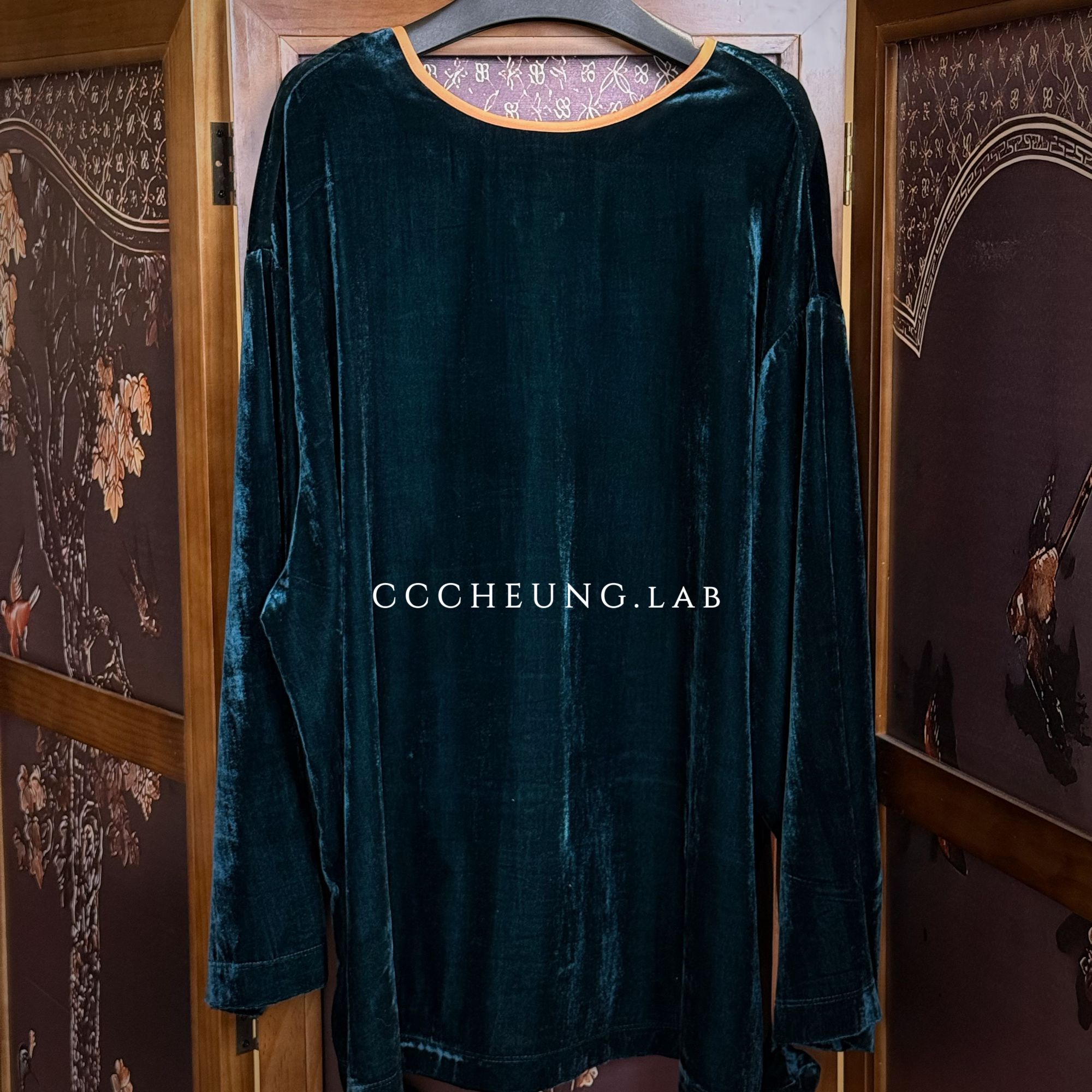 【喜一兮】荣宅II 长袖丝绒百搭时尚中式国风拼接拼接5DC-L8259