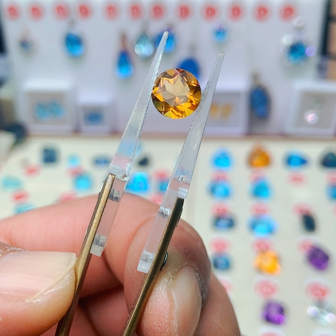 黄晶戒指银S925镶嵌戒指