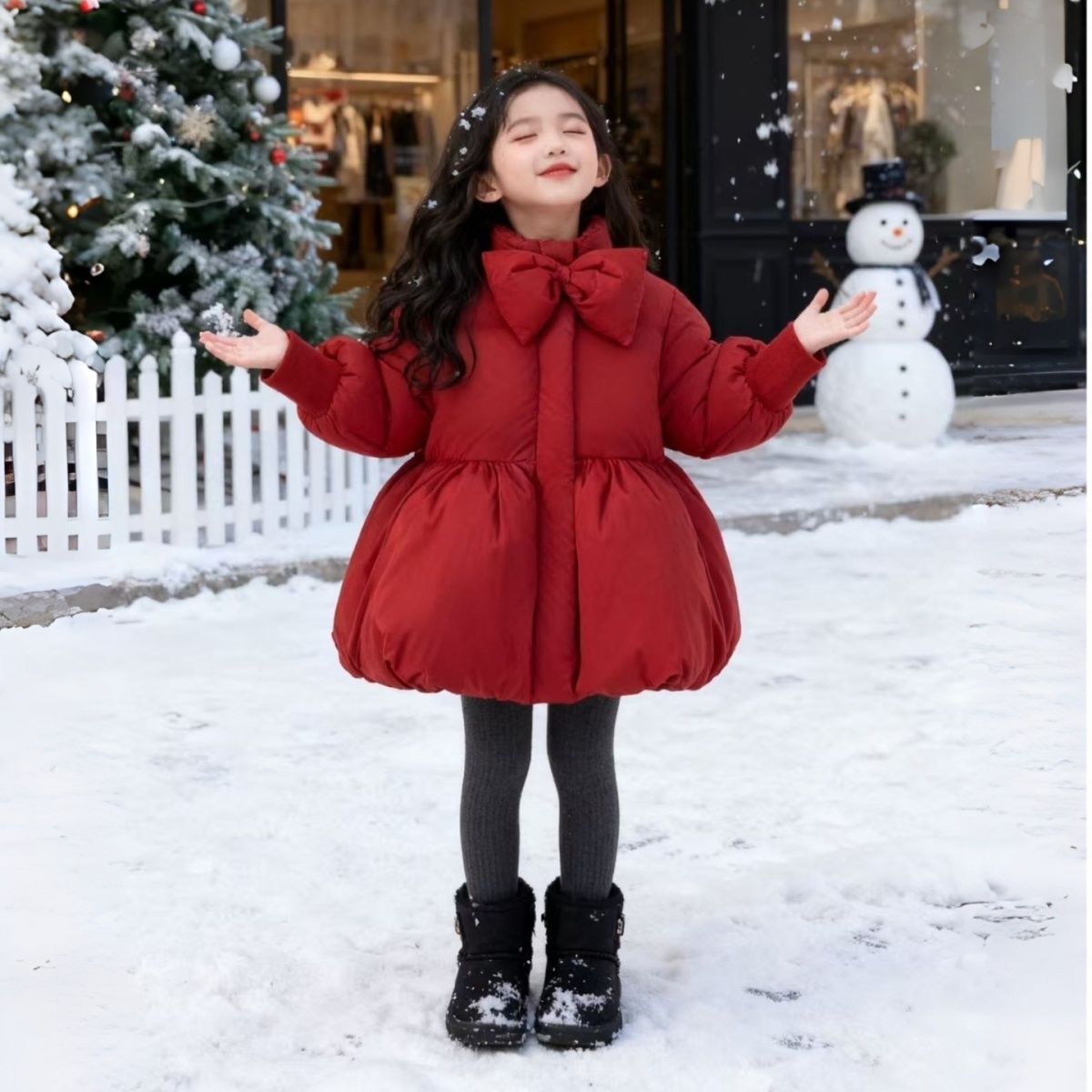 女童棉衣三防冬季儿童保暖外套2025新款红色宝宝棉服洋气冬装