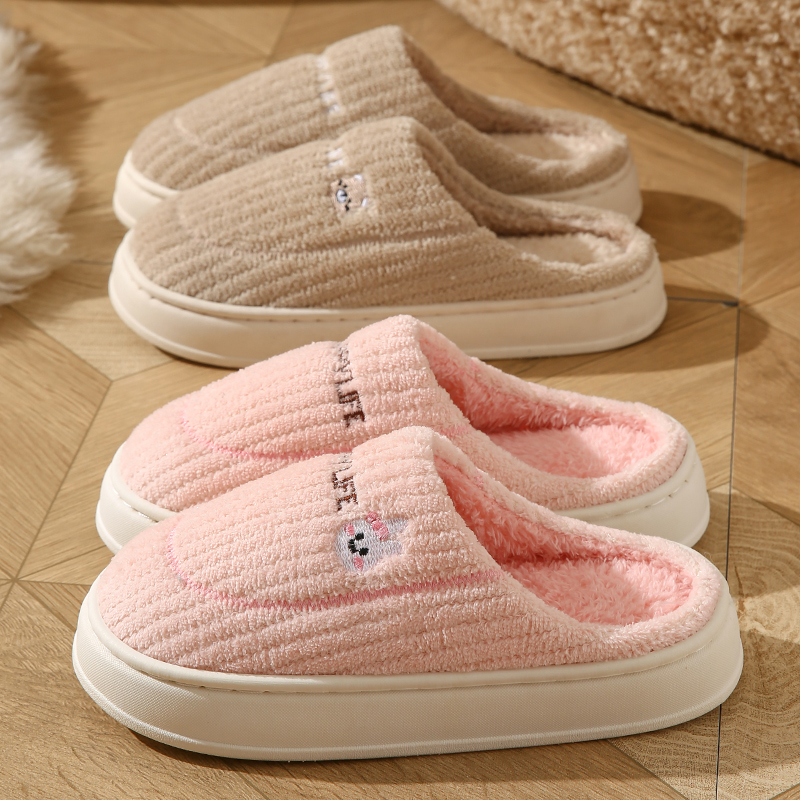 棉拖鞋女士居家用冬天室内家居防滑春秋保暖情侣毛毛绒拖鞋冬季男