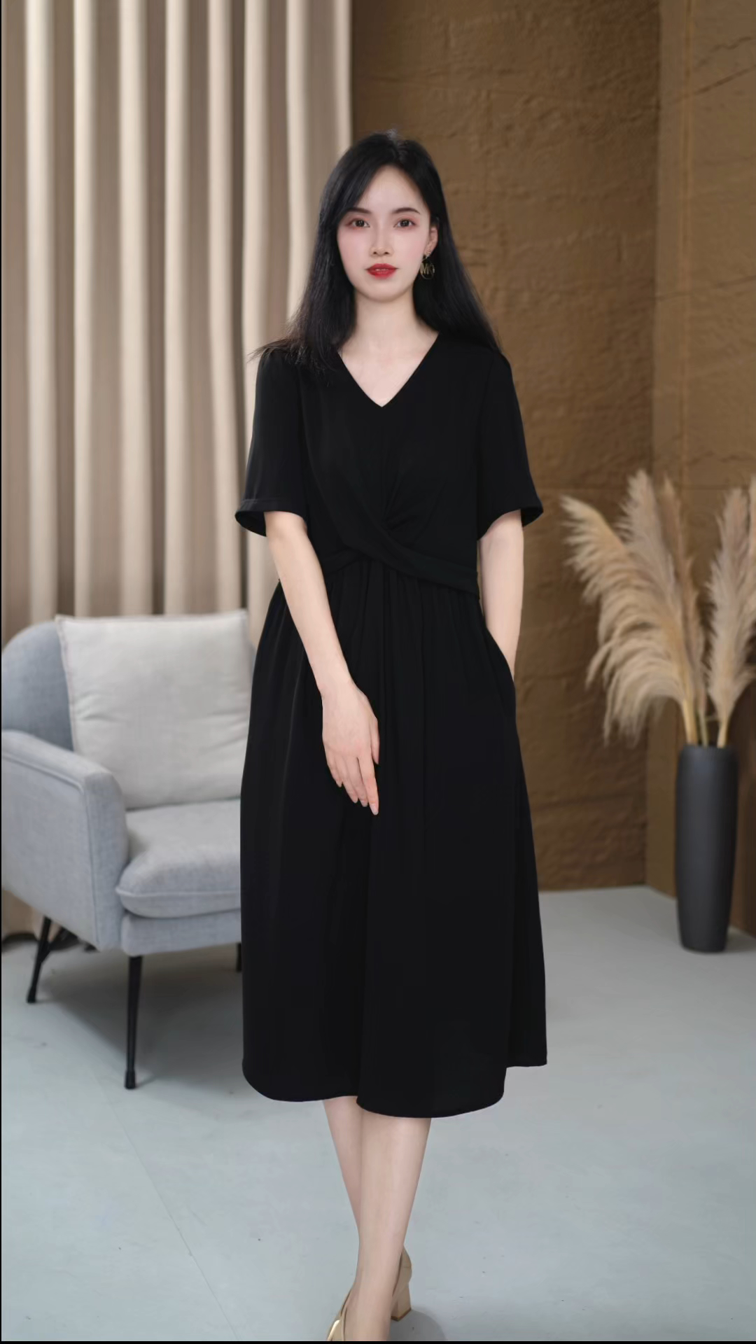 513-1显瘦时尚大码洋气显气质遮肚瘦网红百搭宽松减龄连衣裙