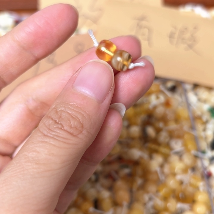 蜜蜡未镶嵌裸石7mm一对