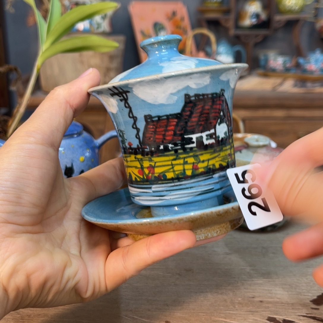 壶素浅陶瓷手工手绘