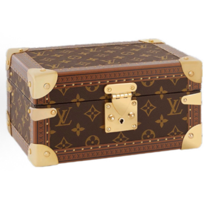 未使用 LouisVuitton/路易威登 老花小型硬箱珠宝箱 内拼粉色 芯