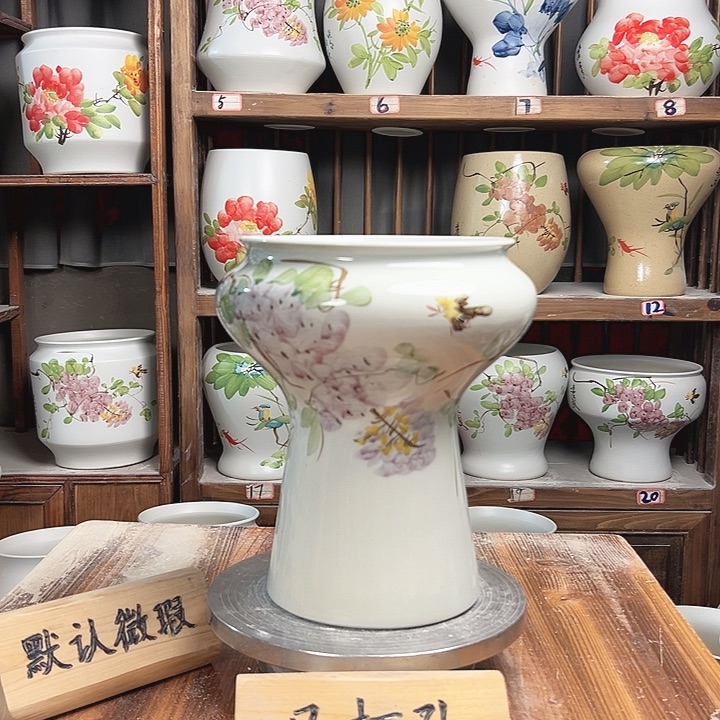 摆件火炬亮面紫藤款陶瓷陶瓷