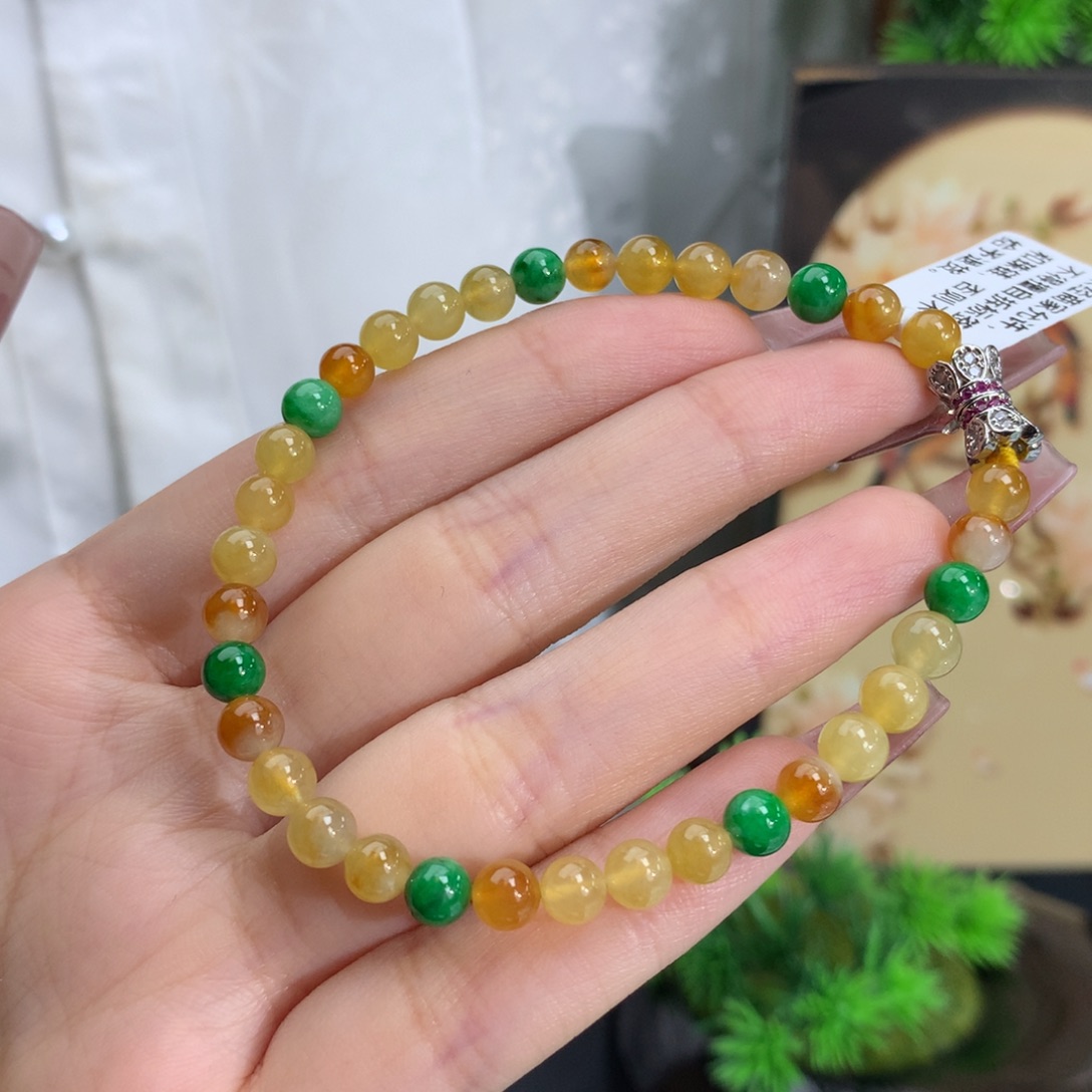 未镶嵌翡翠手串卡5.0-5.6冰胶黄翡