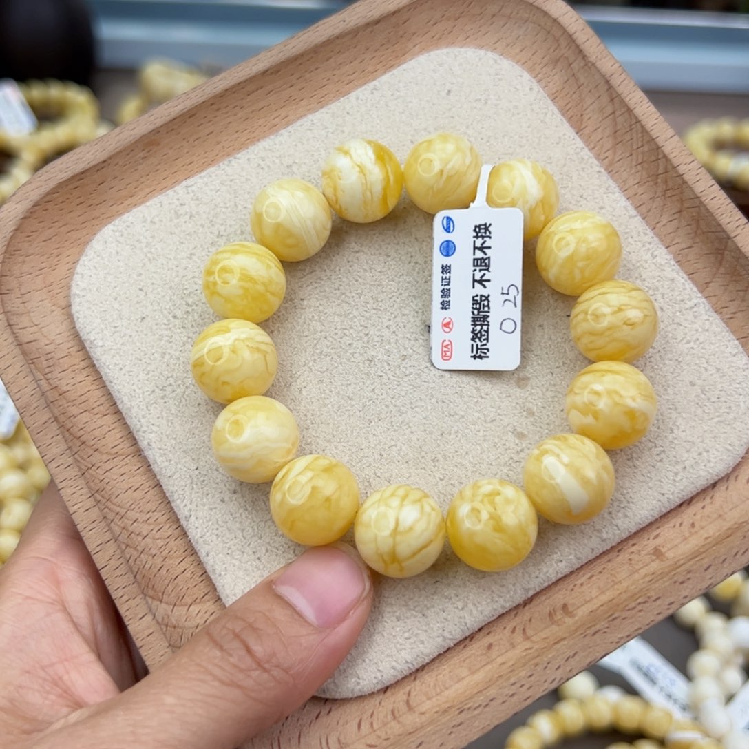 未镶嵌琥珀手链钙**哥25圆珠