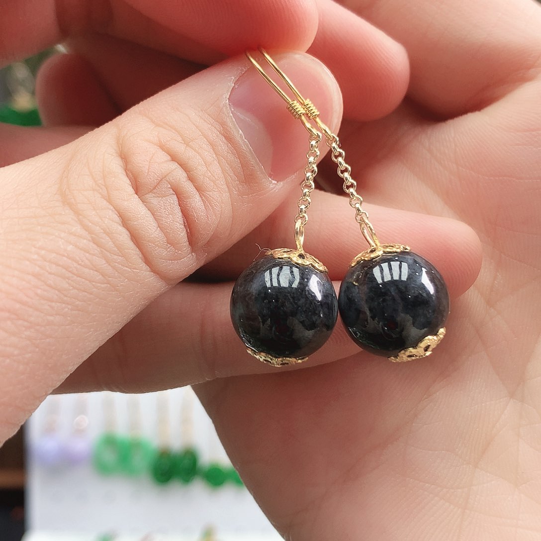 翡翠耳饰银S925镶嵌耳饰