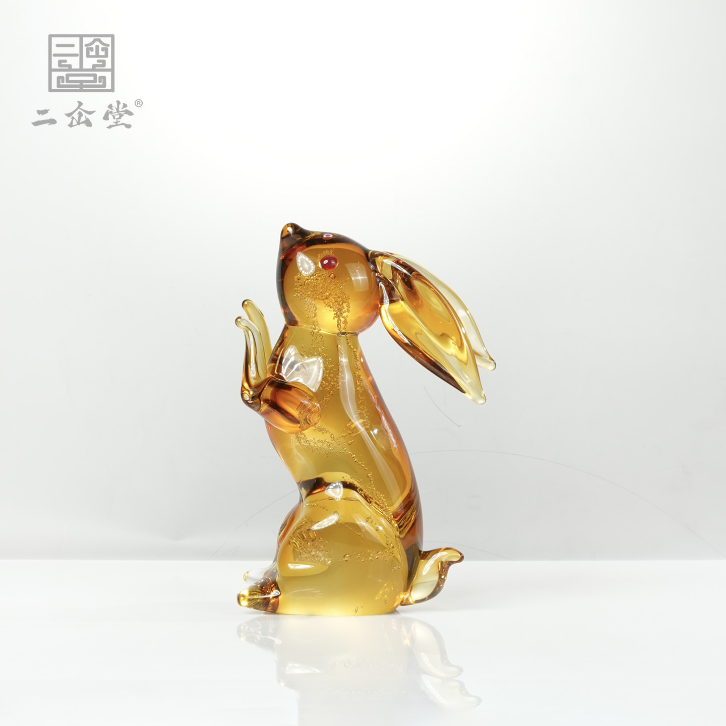 二仚堂中秋好礼淄博琉璃《小兔子》李文鹏非遗手工艺工艺品轻奢摆件