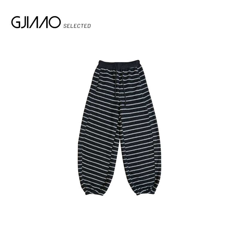 66586 紧口条纹肥腿休闲裤