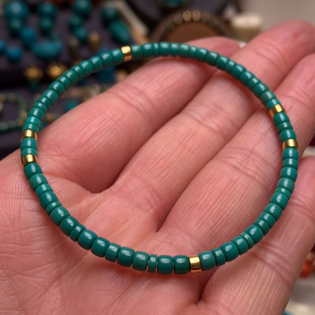 绿松石手串18K金镶嵌