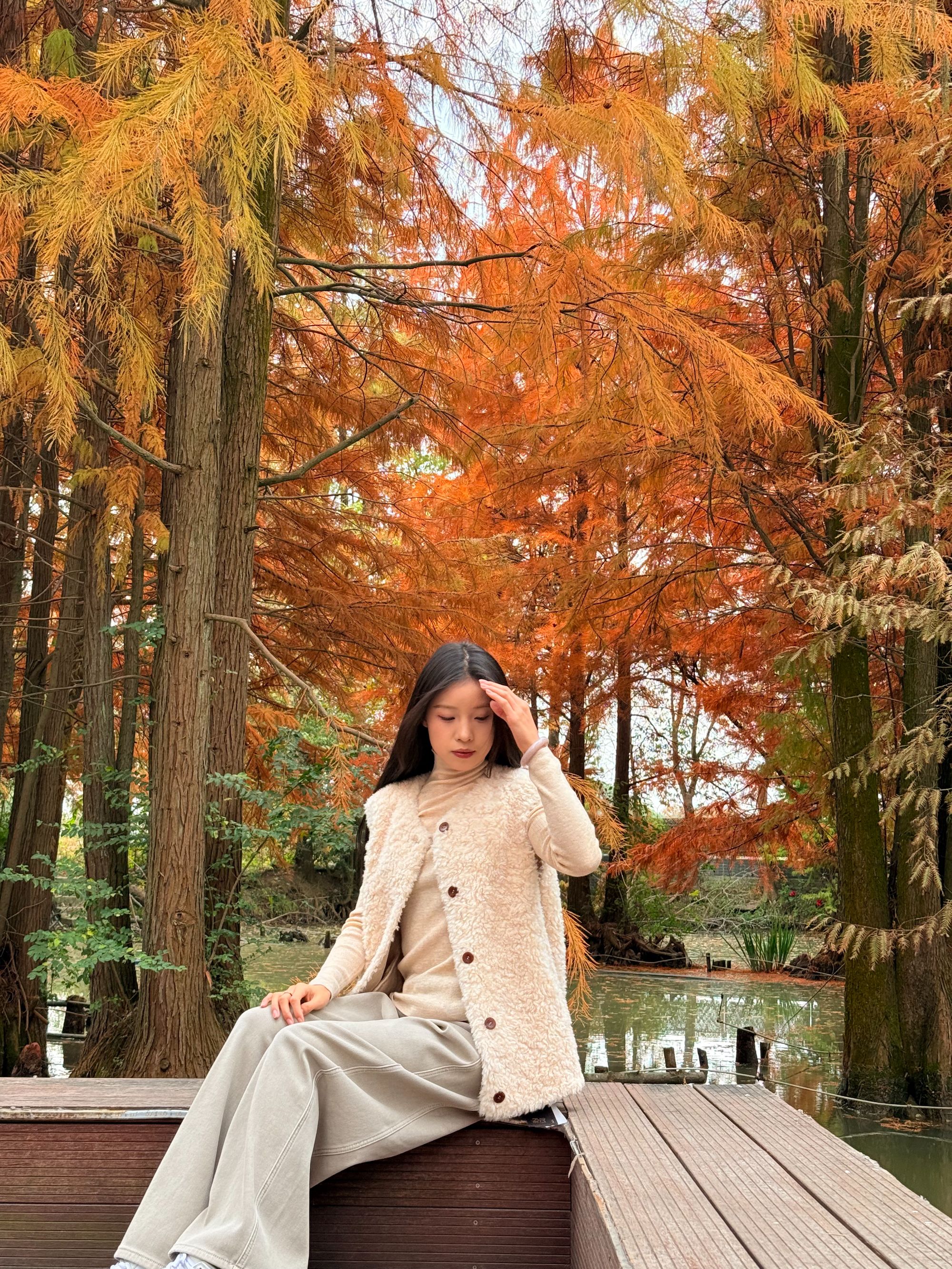 秋冬新款100%纯羊毛羊剪绒颗粒绒休闲宽松羊羔毛马甲女装2551