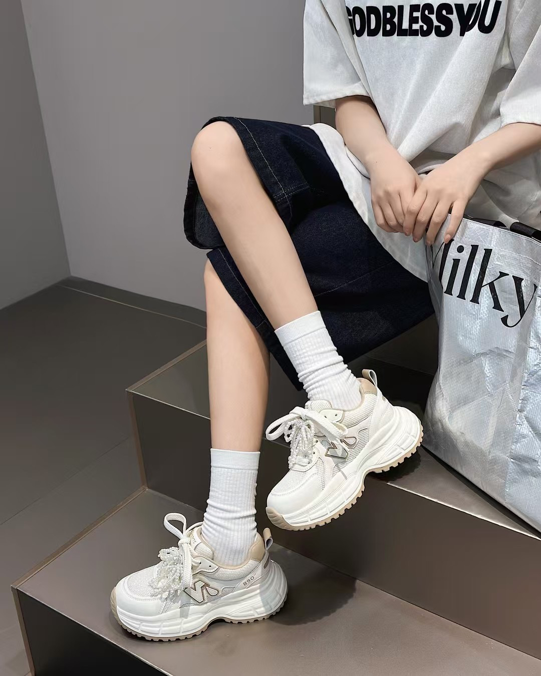 皮尔卡丹老爹鞋系带时尚休闲鞋潮流运动鞋透气老爹鞋休闲鞋春季