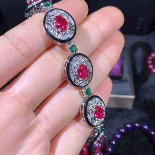 红宝石戒指银S925镶嵌