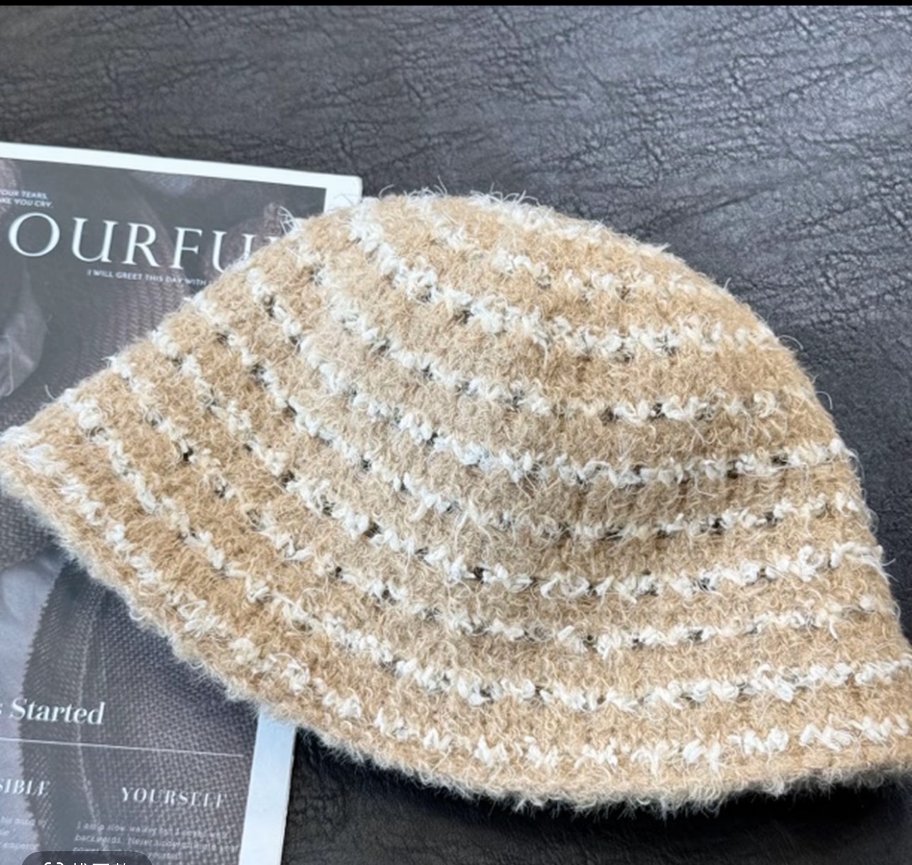 肆伍陆-秋冬针织条纹渔夫帽盆帽子