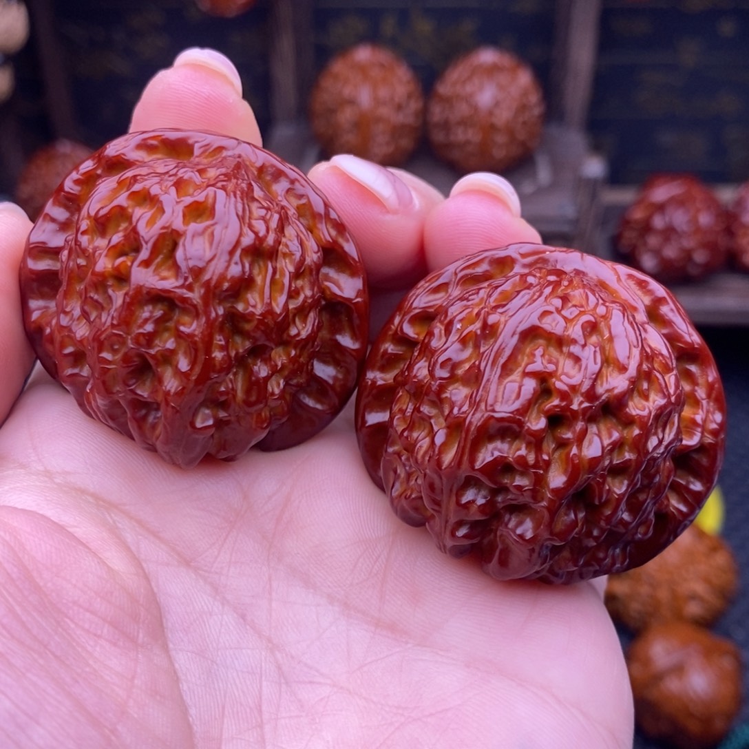 吊坠文玩核桃球白43尺