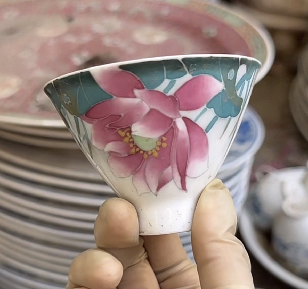 醴陵手绘斗笠功夫茶杯微瑕福利价