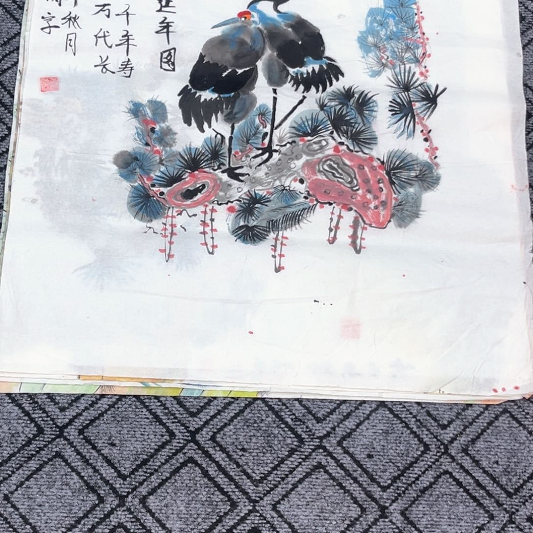 国画淑清老师四尺斗方花鸟作品赵