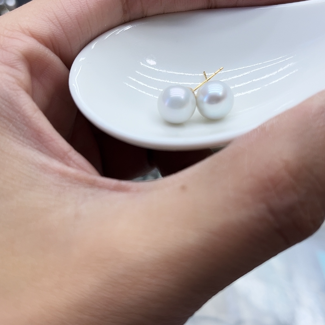 耳饰海水珍珠18K金镶嵌