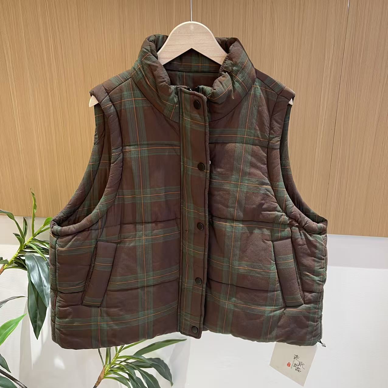 17352新款秋冬加厚休闲减龄宽松显瘦百搭格子女款马夹