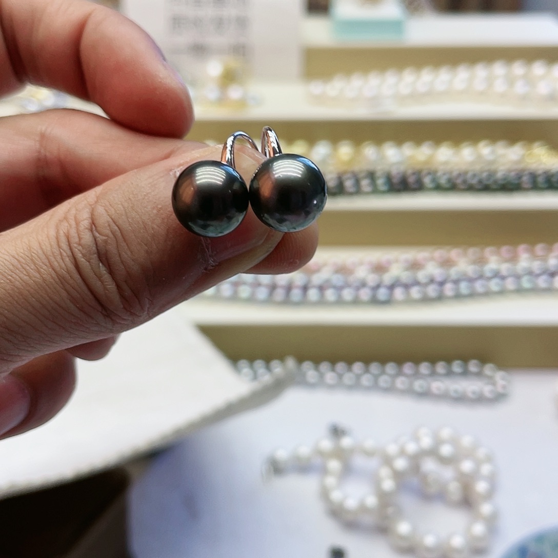 海水珍珠耳饰银S925镶嵌