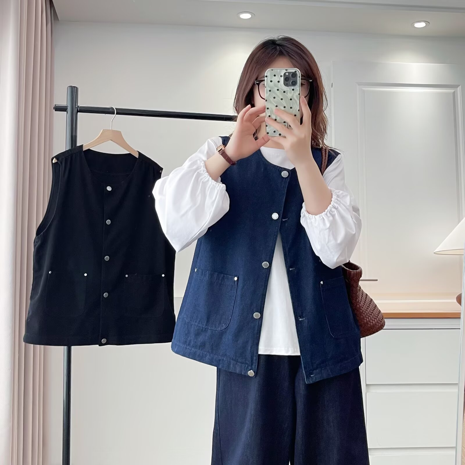 2025新款春秋季简约百搭牛仔马甲背心马夹加大码女装秋装女款2502