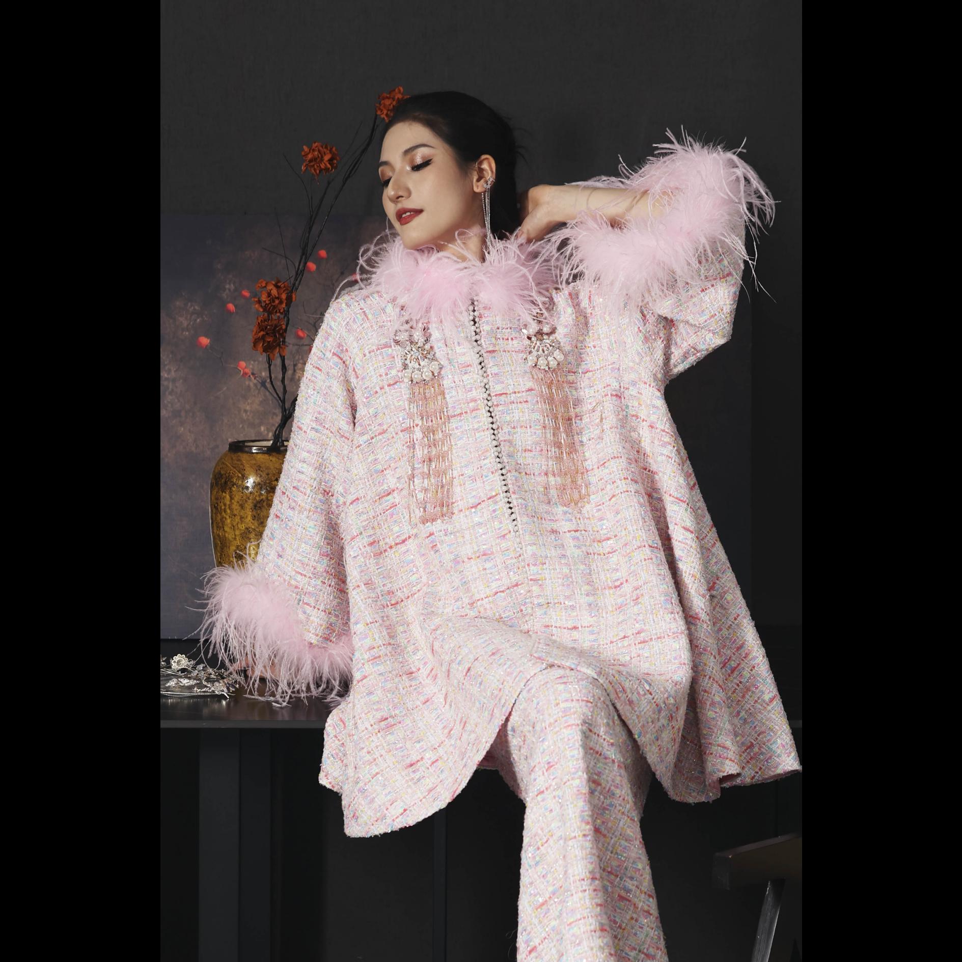 【白羽·流苏·上衣】XM轻奢法式重工流苏高定女神优雅时尚气质外套