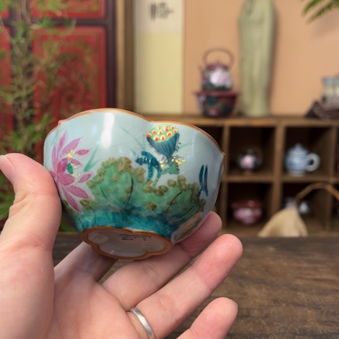 杯柴烧手工手绘陶瓷