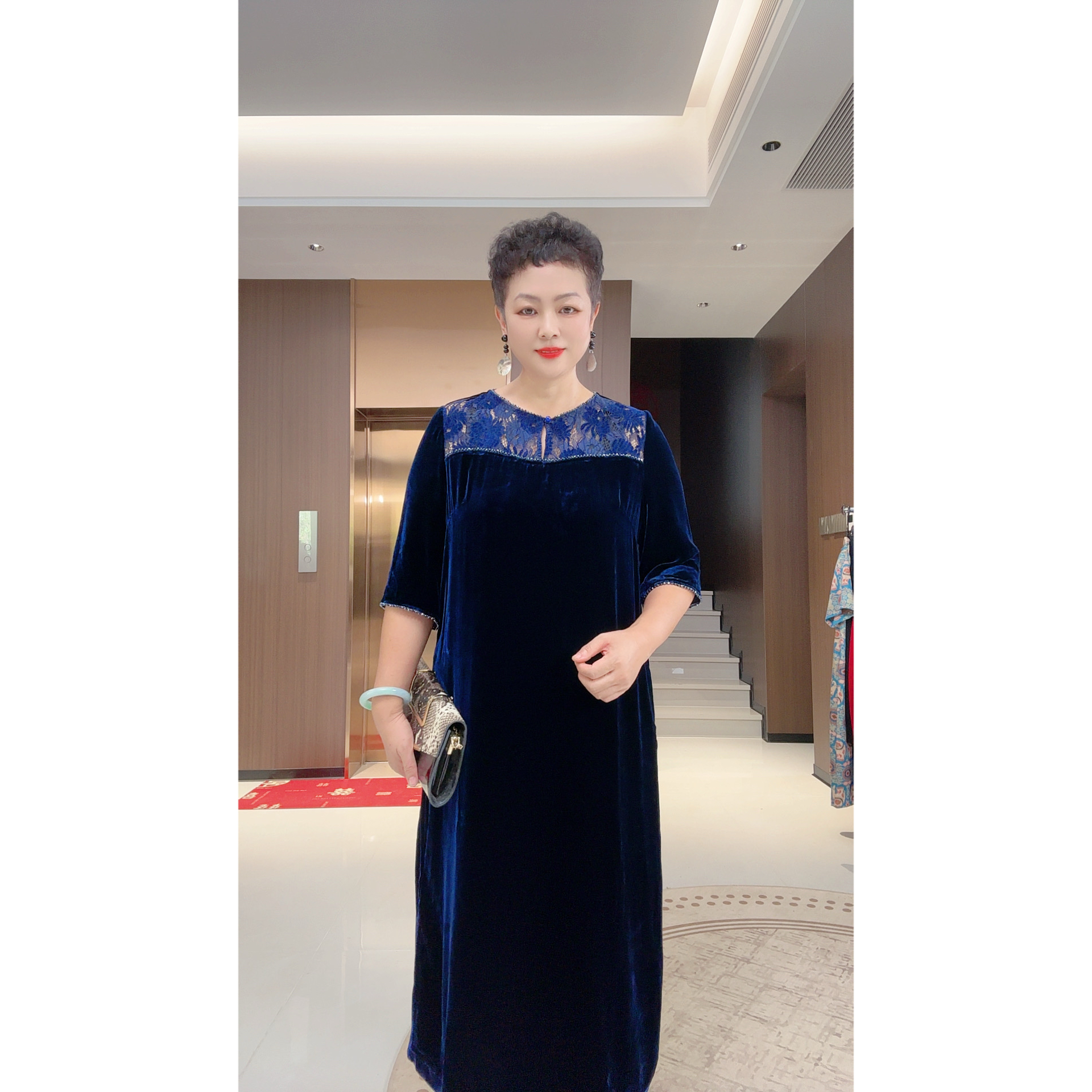 桑蚕丝真丝丝绒秋装长款宽松显瘦连衣裙T15