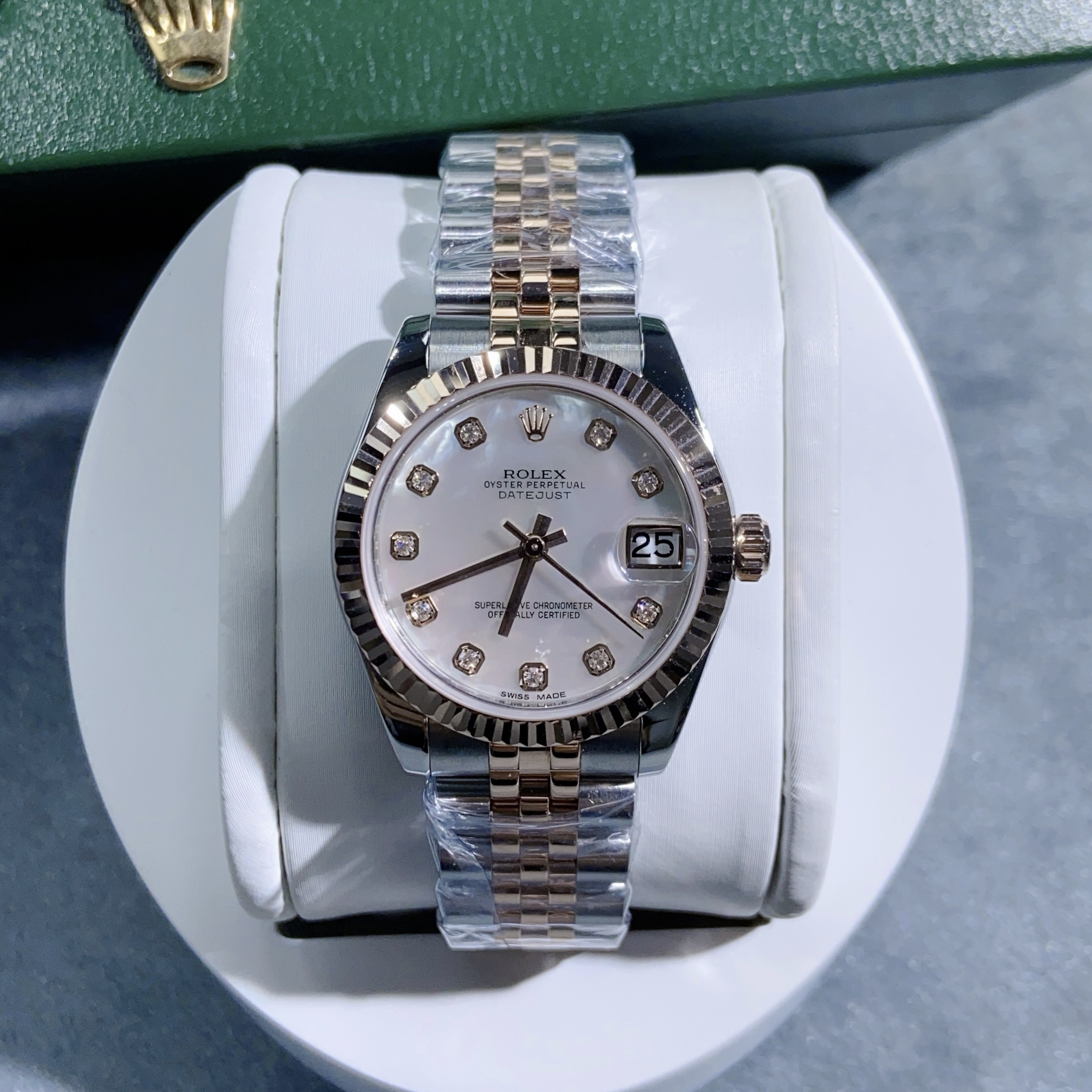 99新 Rolex/劳力士 日志178271/贝母盘/原镶钻/全套/女表/31mm
