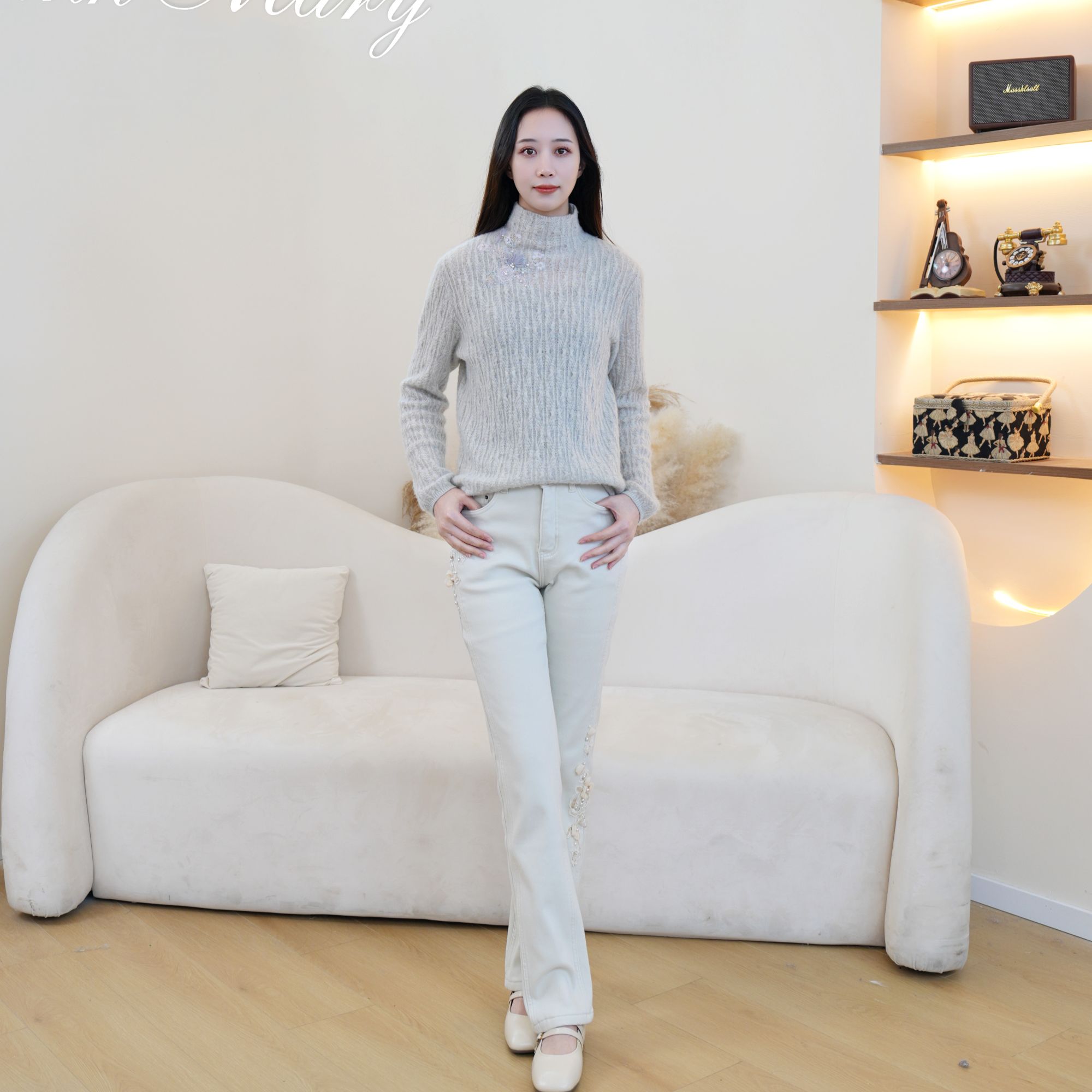 Pink Mary/粉红玛琍裤子加绒休闲女士保暖高腰PMDOW2020