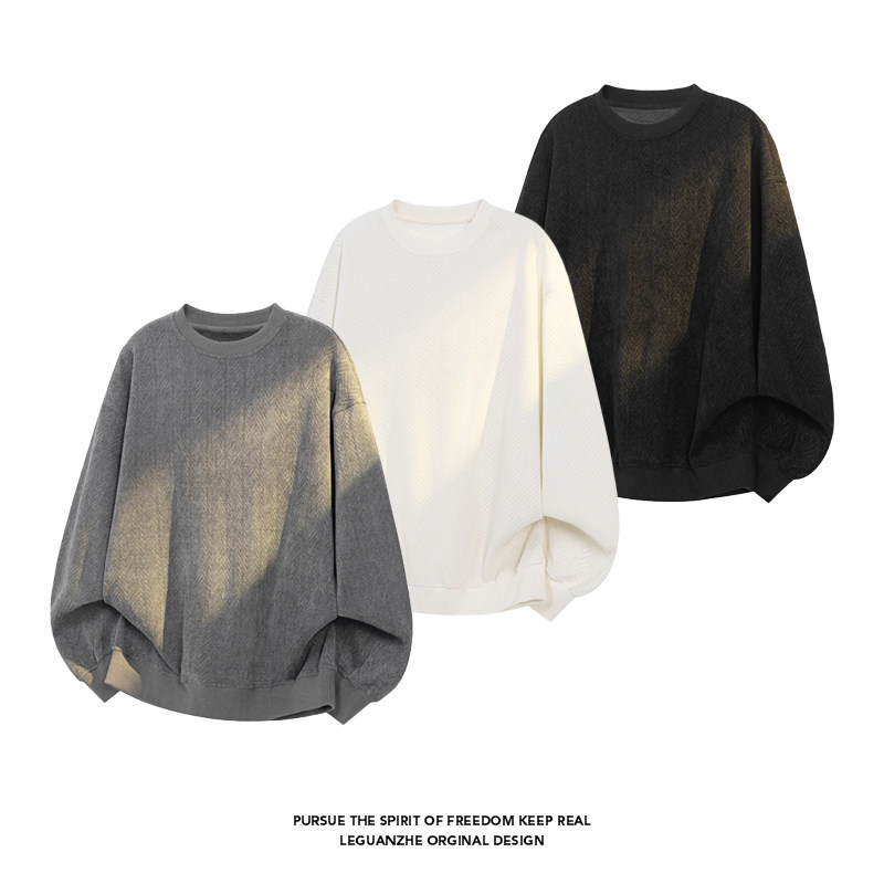 美式复古2026春季新款男士港风内景慵懒宽松百搭休闲肌理感卫衣