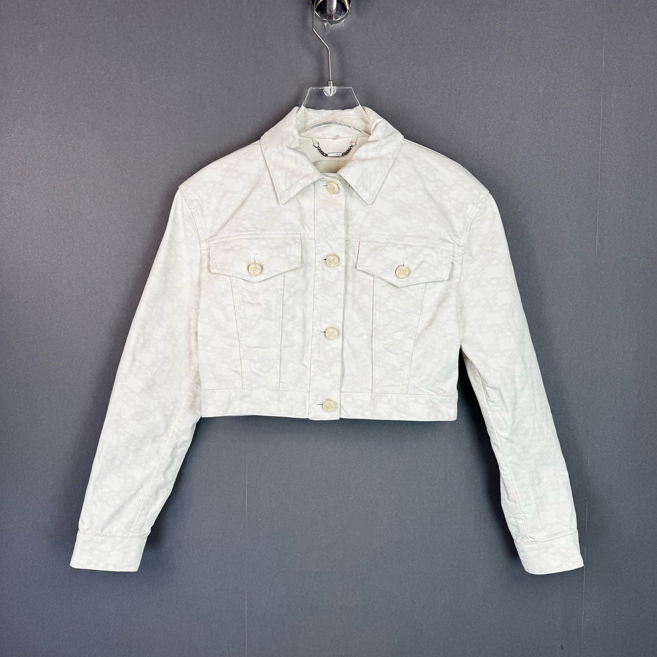 未使用 FENDI/芬迪 40码/白色暗纹满老花牛仔外套/11741198