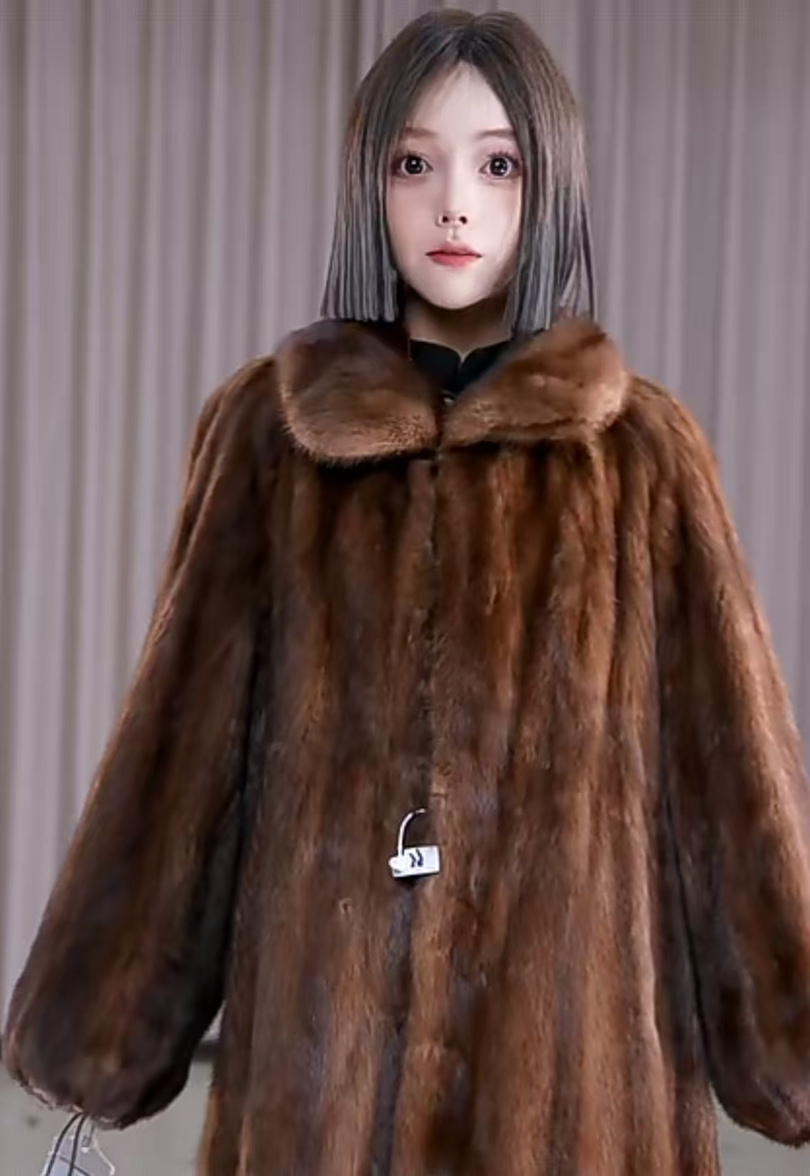 君月服饰 （以直播效果为准）时尚潮流裘皮大衣秋冬保暖大码外套